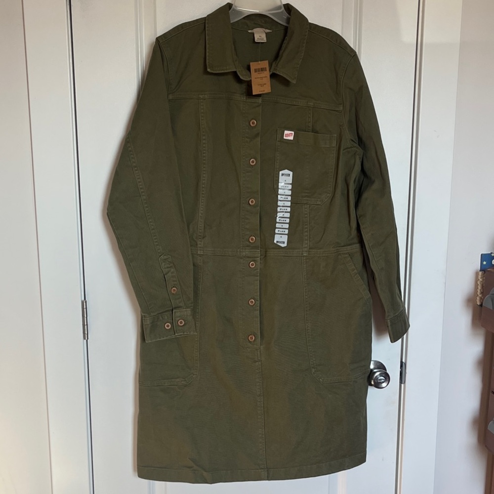 Duluth Trading Co Women’s Studio Makers Dress Olive Green NWT XL
